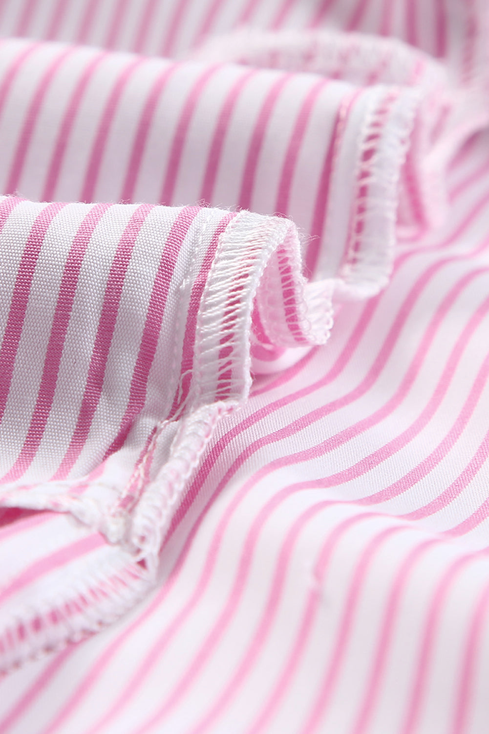 Pink Striped Pocket Button Up Plus Size Shirt