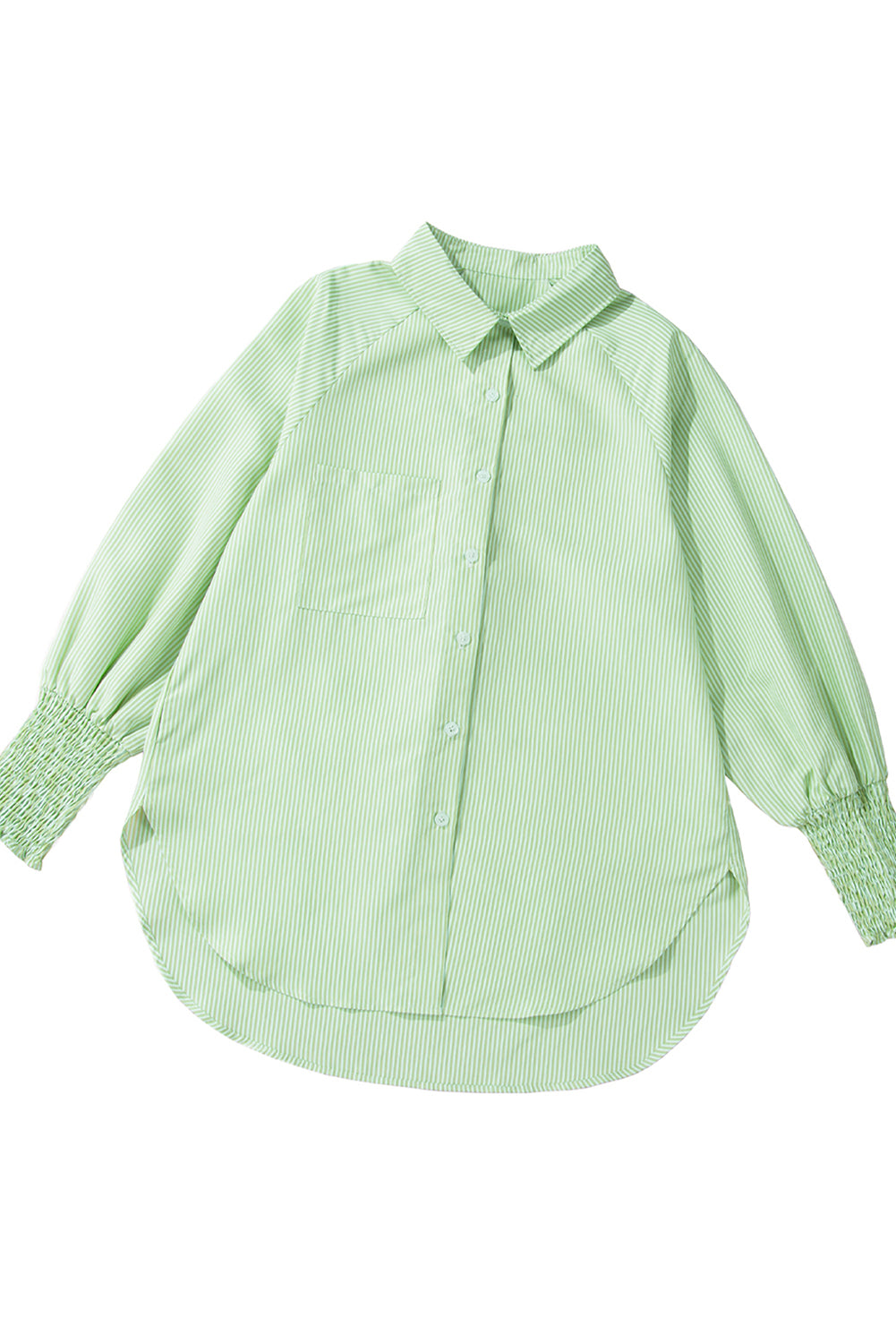 Pink Striped Pocket Button Up Plus Size Shirt