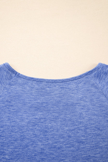Dusk Blue Ruffle Hem Plus Size Flowy Blouse